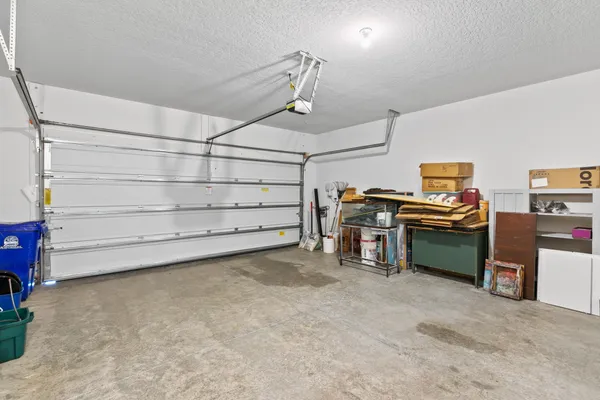 a view of a garage with furniture