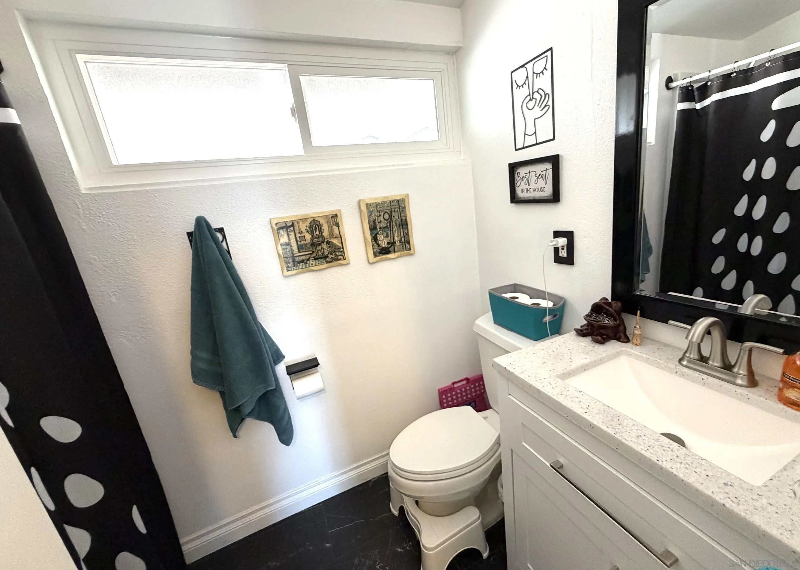 12923 Slack Street Poway, CA 92064 - Photo 13 of 29 a bathroom with a granite countertop sink toilet and shower