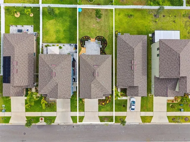 an aerial view of a house having outdoor space