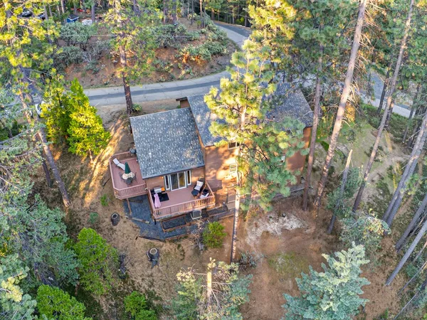 an aerial view of a house