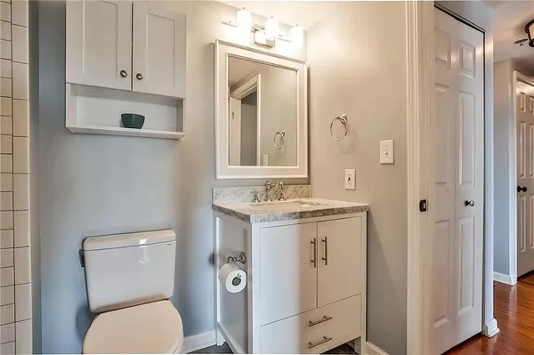 a front view of a building with a porch