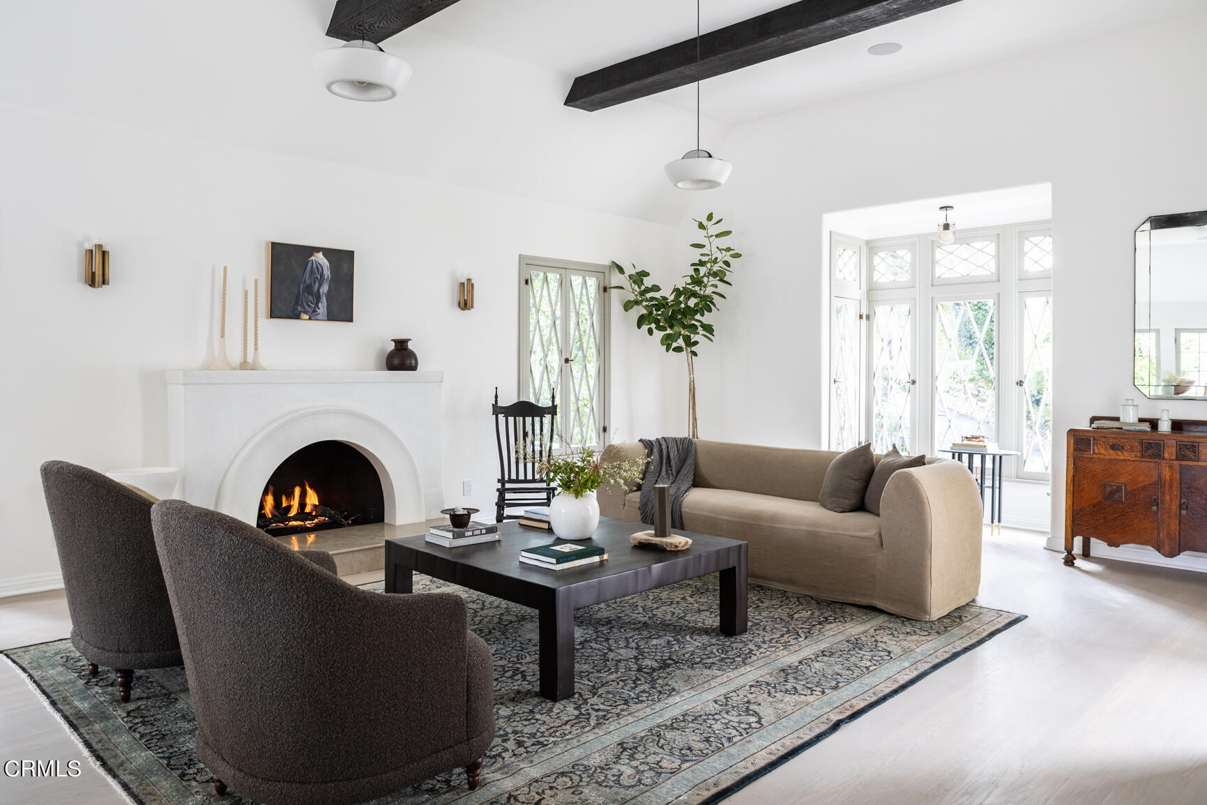5314 Mt Royal Drive Eagle Rock, CA 90041 - Photo 3 of 47 a living room with furniture a fireplace and potted plants