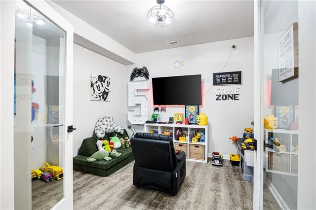 an aerial view of a house