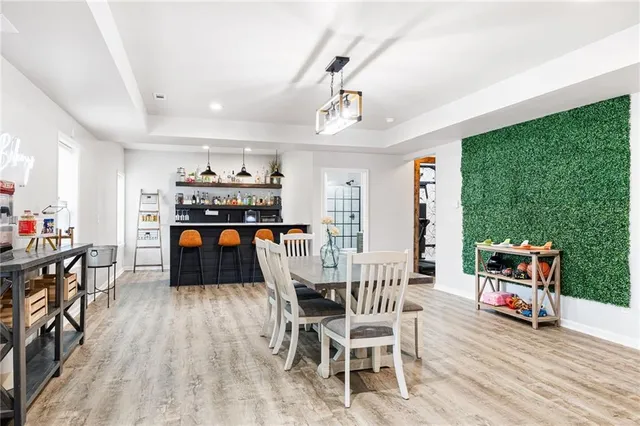 a view of a lake with a houses