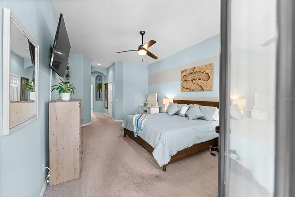 an aerial view of a house with a garden