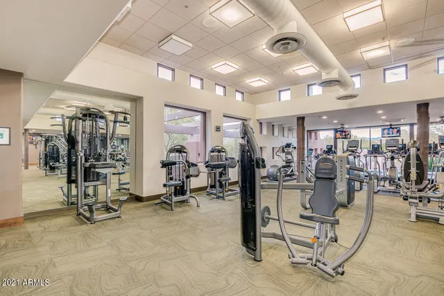 a view of a room with gym equipment
