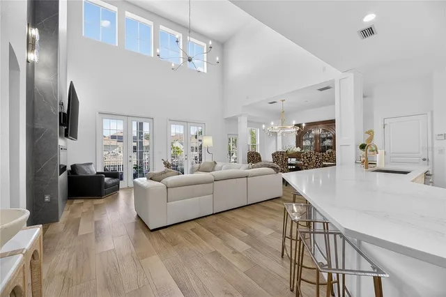 a living room with furniture and a rug
