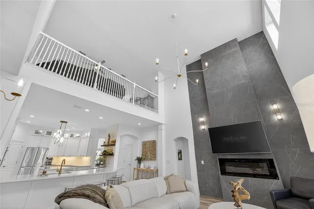 a view of a balcony with chairs