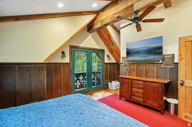 10205 East Moose Loop Road Salt Lake City, UT 84121 - Photo 19 of 50 Vaulted ceiling with exposed wood beams and recessed lighting