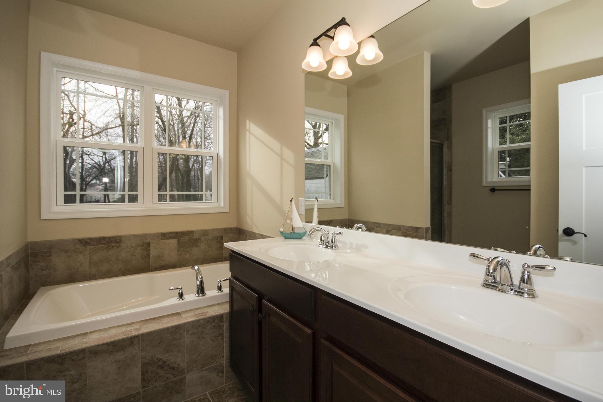 254 Nanticoke Road Baltimore, MD 21221 - Photo 18 of 30 a bathroom with a bathtub double vanity sink and a mirror