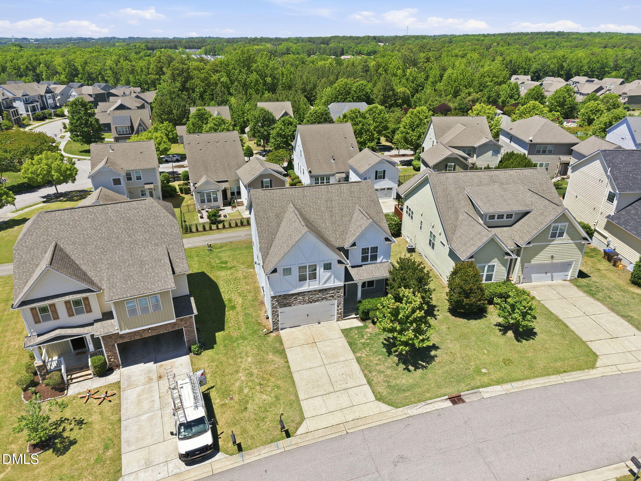 336 Plott Hound Lane Wake Forest, NC 27587 - Photo 36 of 39 an aerial view of a house with garden space and street view