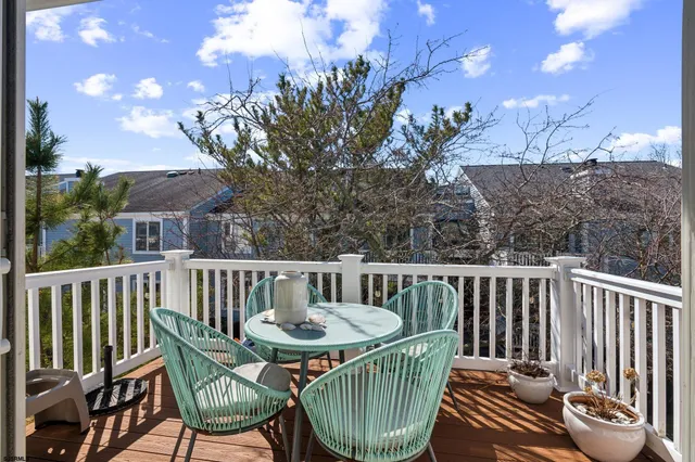 a view of a chair in wooden deck