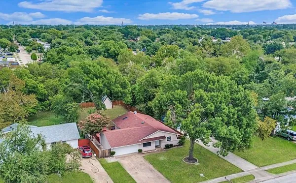 an aerial view of a house