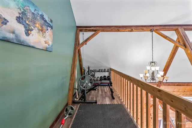 a view of wooden floor and a covered with snow