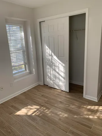 an empty room with windows