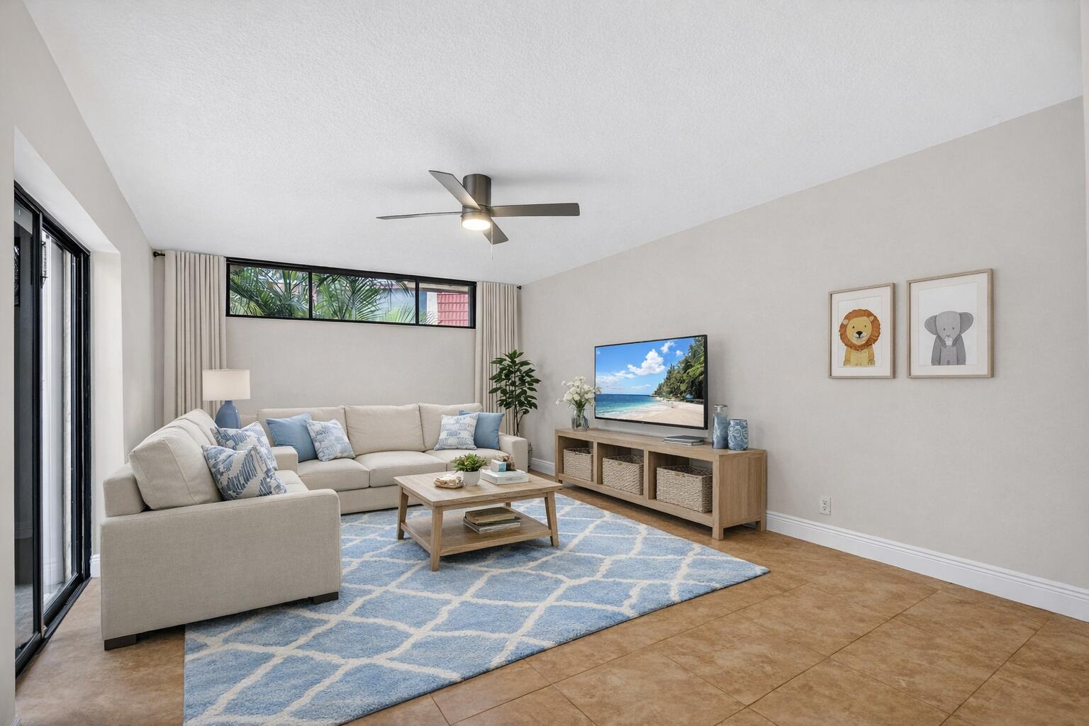 22958 Oxford Place, Unit D Boca Raton, FL 33433 - Photo 12 of 54 Spacious living room with tropical accen