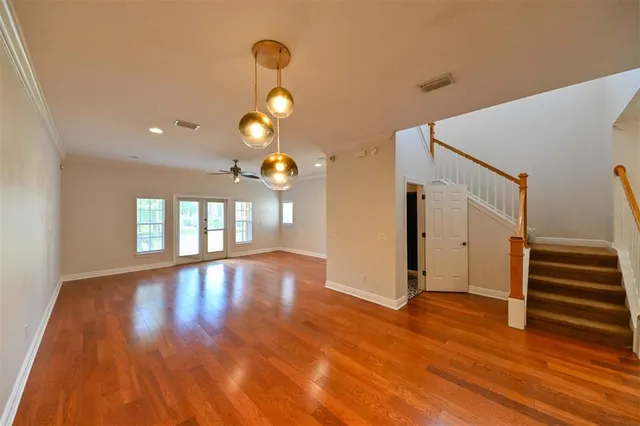 a view of a house with a large window