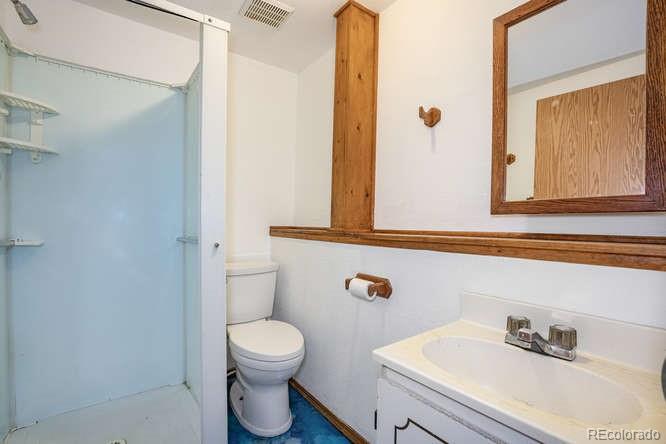 567 James Street Highlands Ranch, CO 80126 - Photo 15 of 17 a bathroom with a sink a toilet and shower curtain