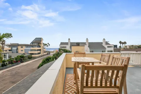 a view of a balcony with city view