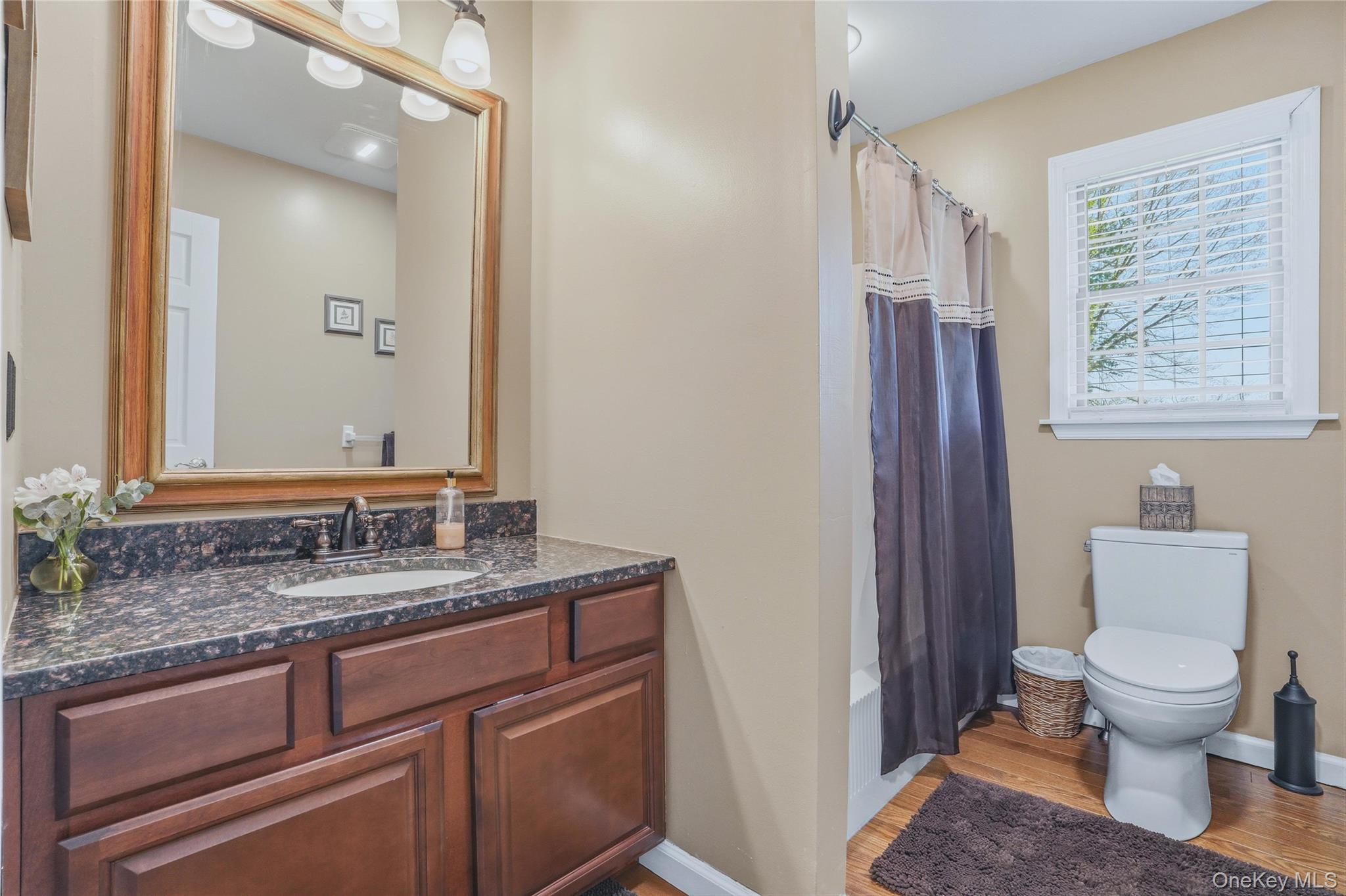 36 River Glen Road Wallkill, NY 12589 - Photo 38 of 47 a bathroom with a granite countertop sink toilet and shower