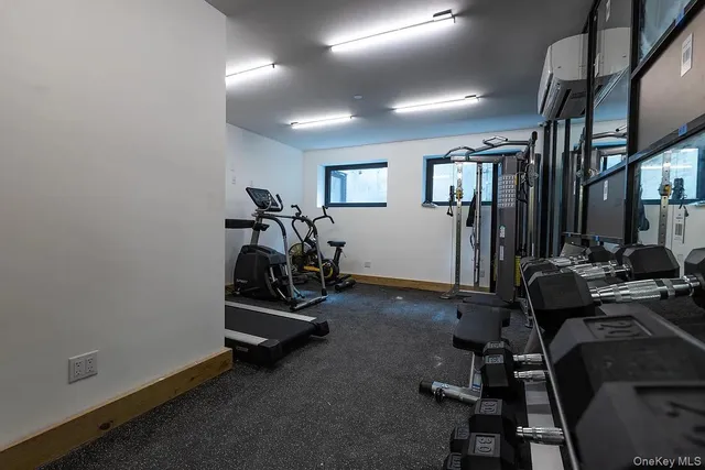 a view of a room with gym equipment