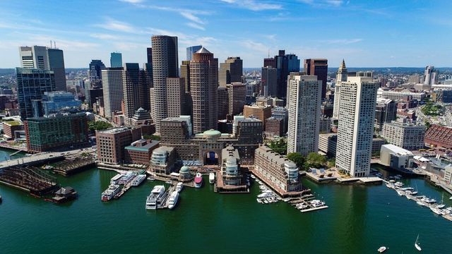 a view of a city with tall buildings