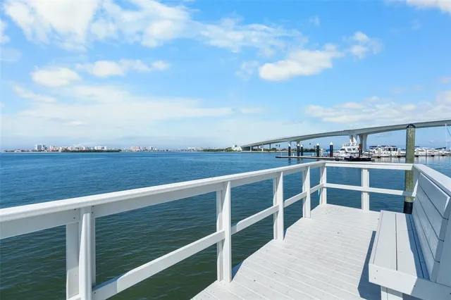 a view of a balcony with an ocean