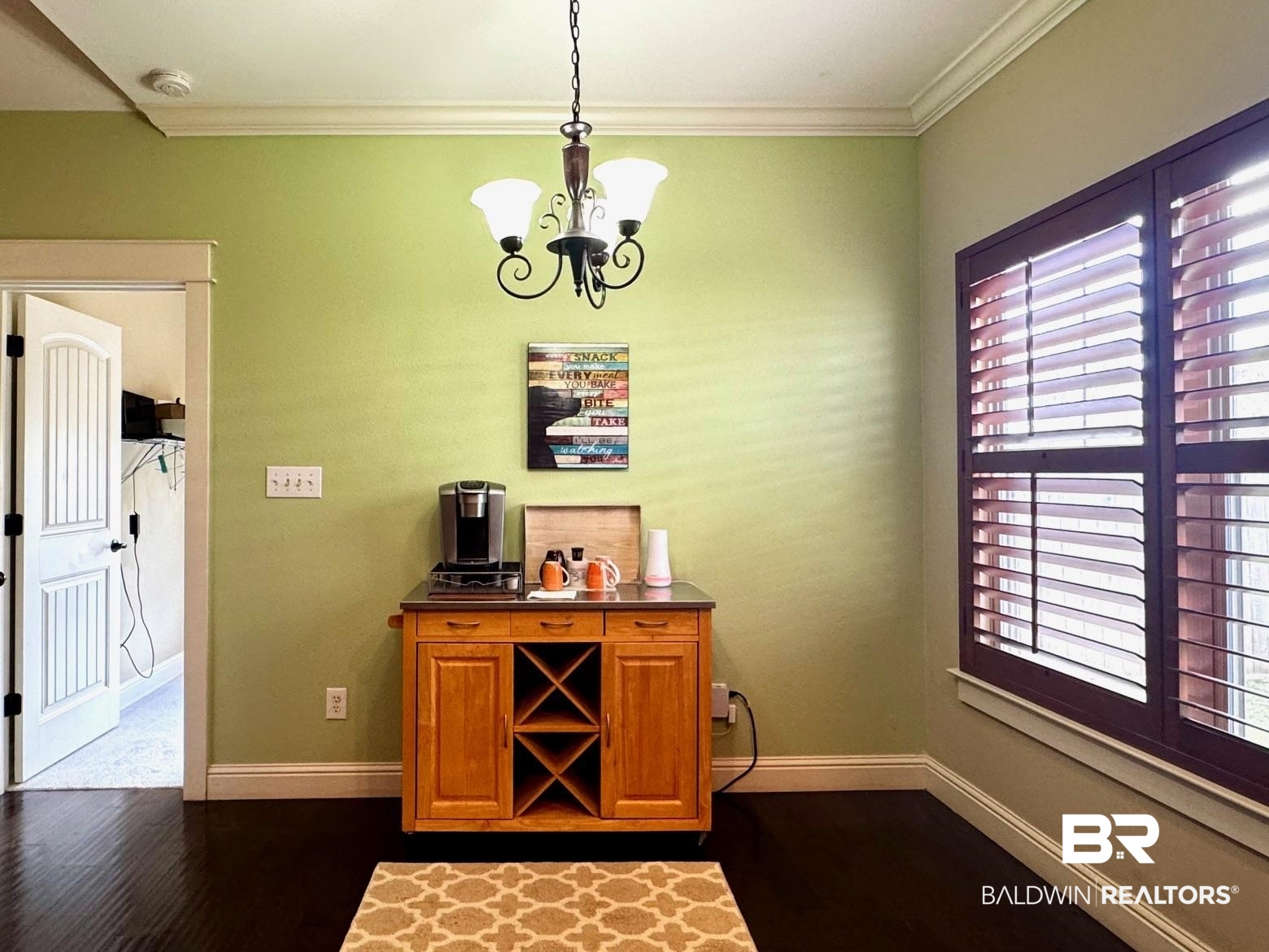 1030 Crown Walk Drive Foley, AL 36535 - Photo 11 of 40 Office area with dark wood finished floors, baseboards, a wealth of natural light, and a chandelier