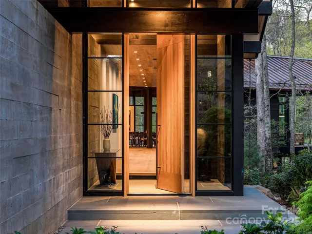 a glass door of the house