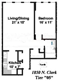 $2,650 | 1850 North Clark Street, Unit 2005, Chicago, IL 60614