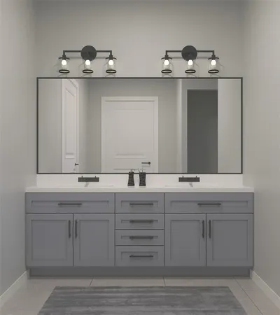 a bathroom with a sink and mirror