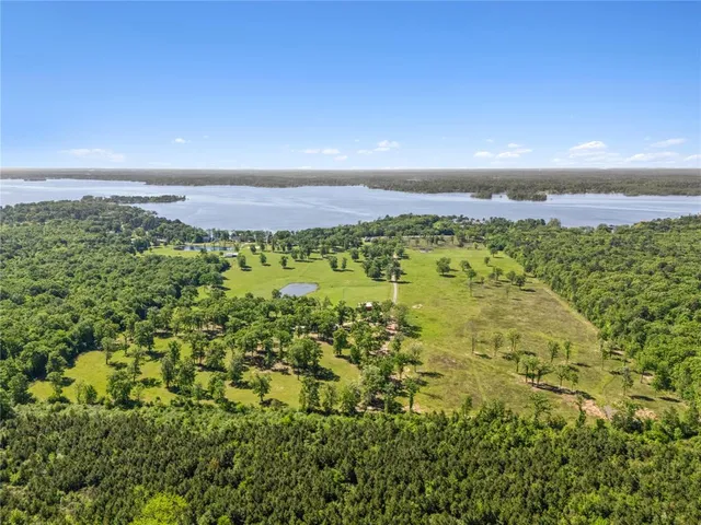 a view of a lake with a city
