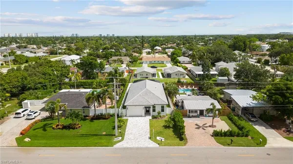 an aerial view of multiple house