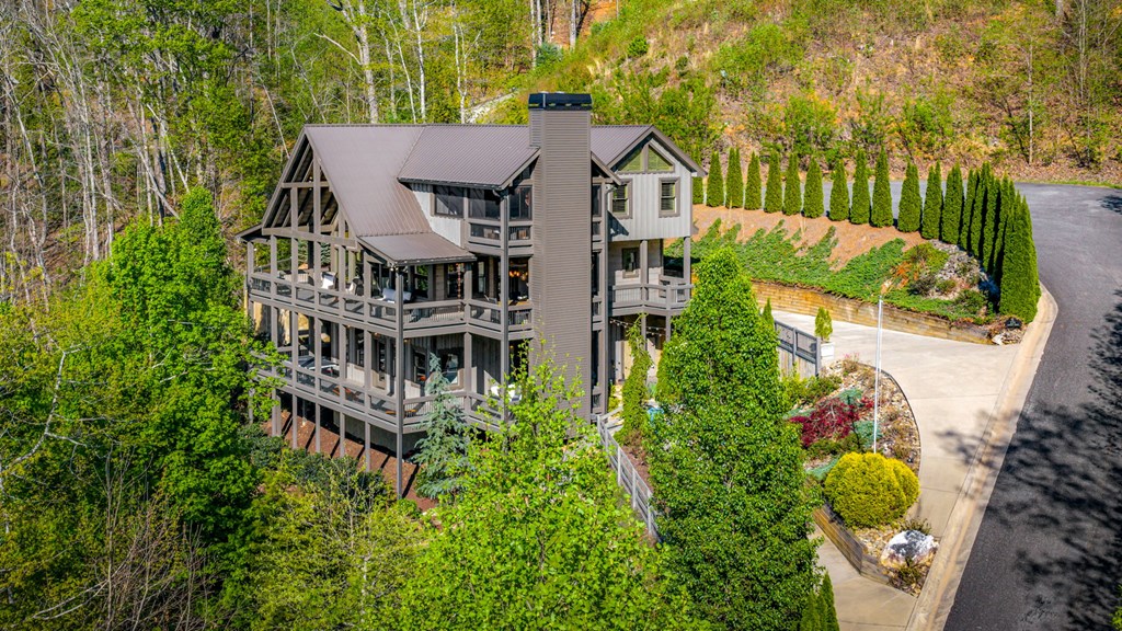 239 Covered Bridge Lane Cherry Log, GA 30522 - Photo 49 of 50 an aerial view of a house with a yard and large trees