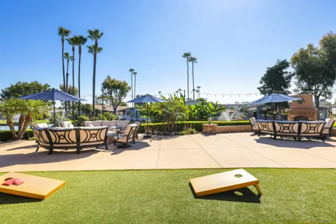 a view of a swimming pool with a patio