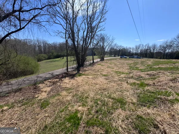 a view of a yard with mountain
