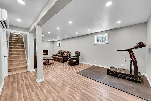 a view of a room with gym equipment