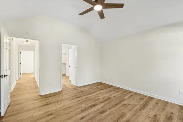 a view of small space with wooden floor