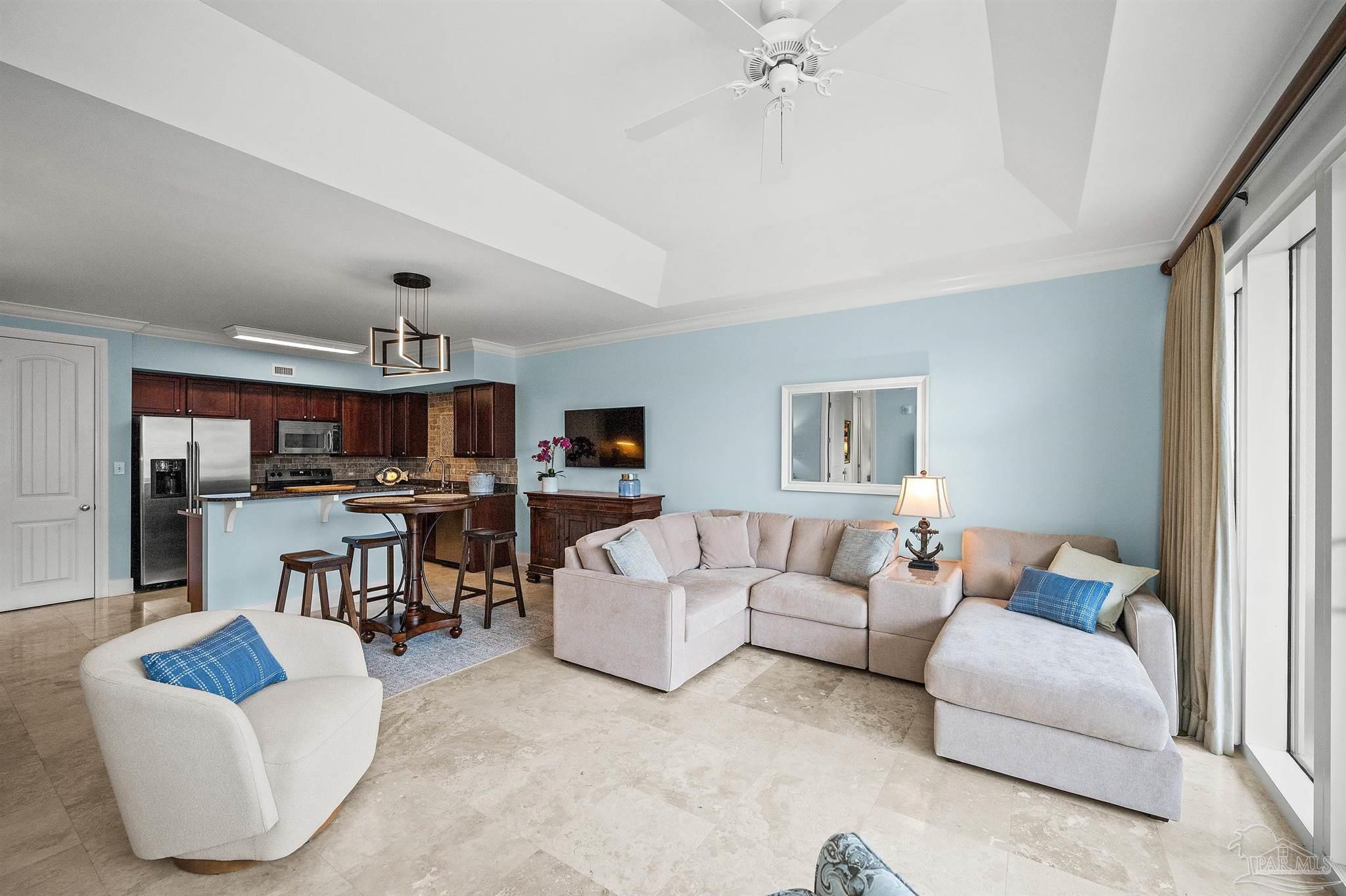 13928 River Road, Unit 204 Pensacola, FL 32507 - Photo 20 of 36 a living room with furniture and view of kitchen