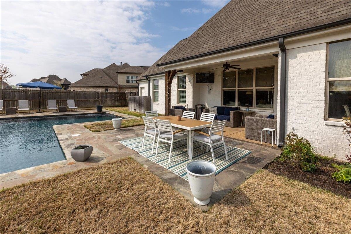608 Cypress Run Cove Collierville, TN 38017 - Photo 34 of 40 View of patio / terrace featuring a ceiling fan and outdoor dining space