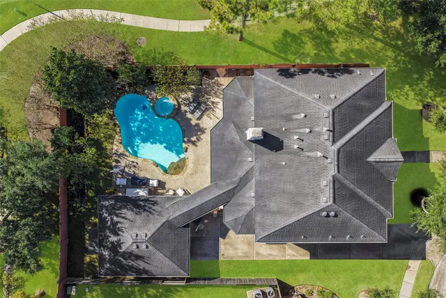 an aerial view of a house