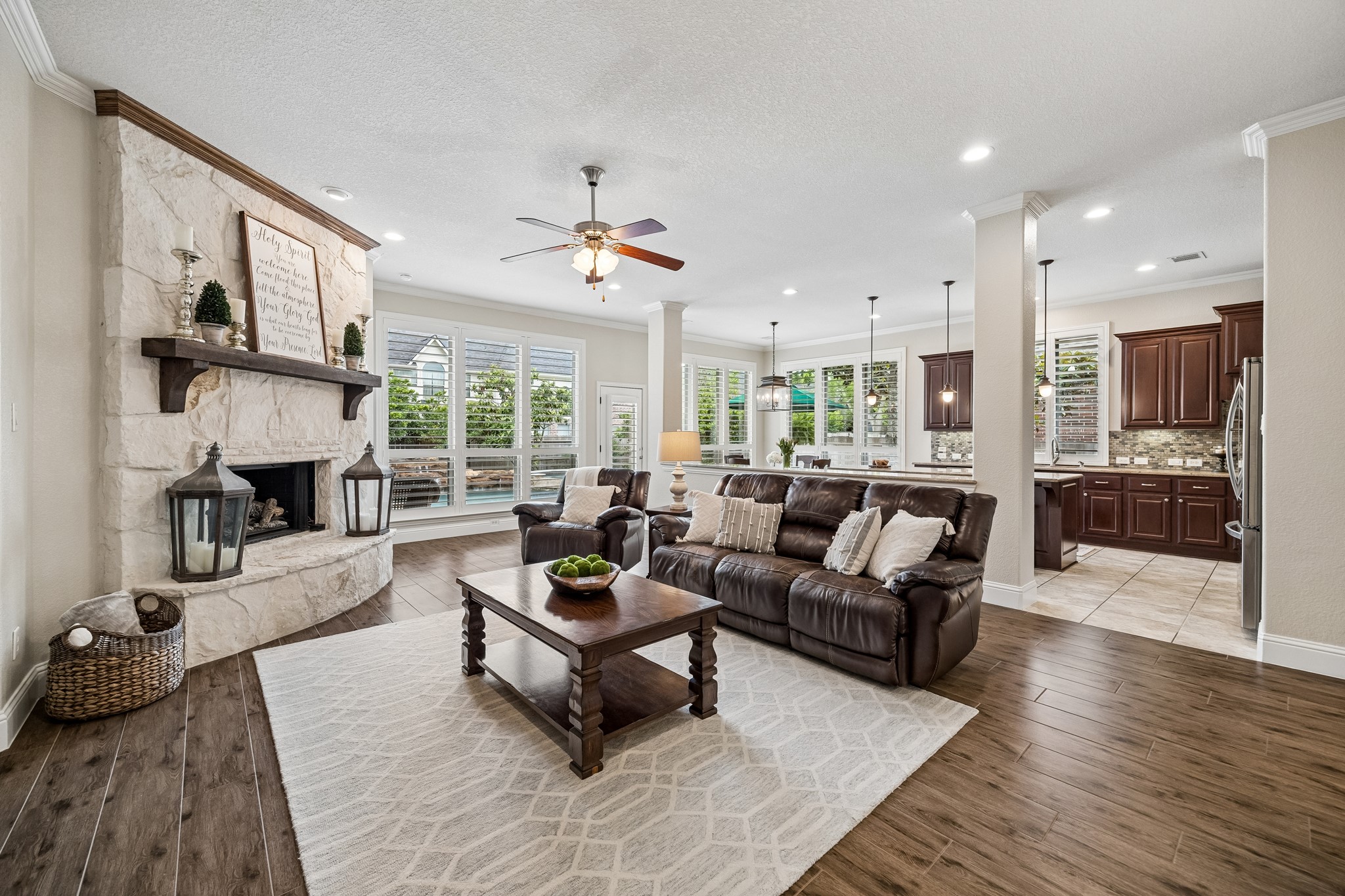 12523 Cedar Key Trail Humble, TX 77346 - Photo 9 of 33 a living room with furniture and a fireplace
