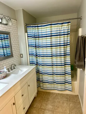 a bathroom with a sink and a shower