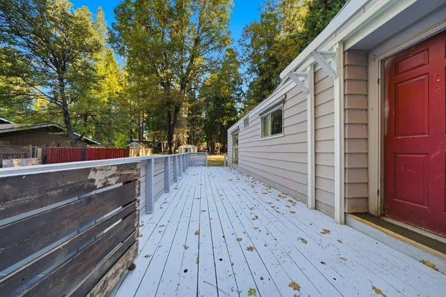 a view of deck and wooden floor