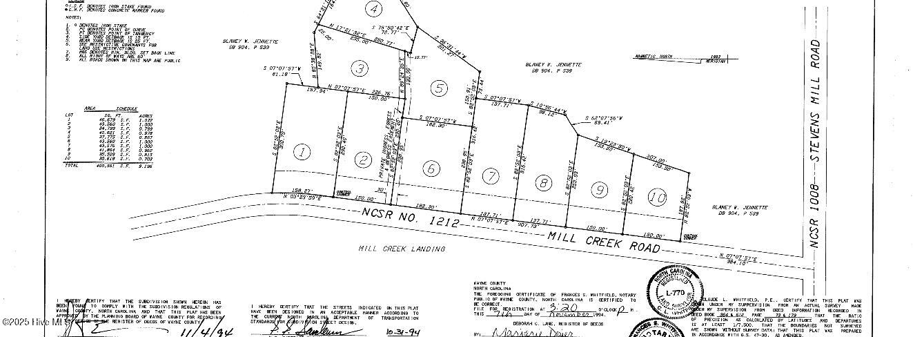 214 Mill Creek Road Princeton, NC 27569 - Photo 1 of 1 plat mill creek landing