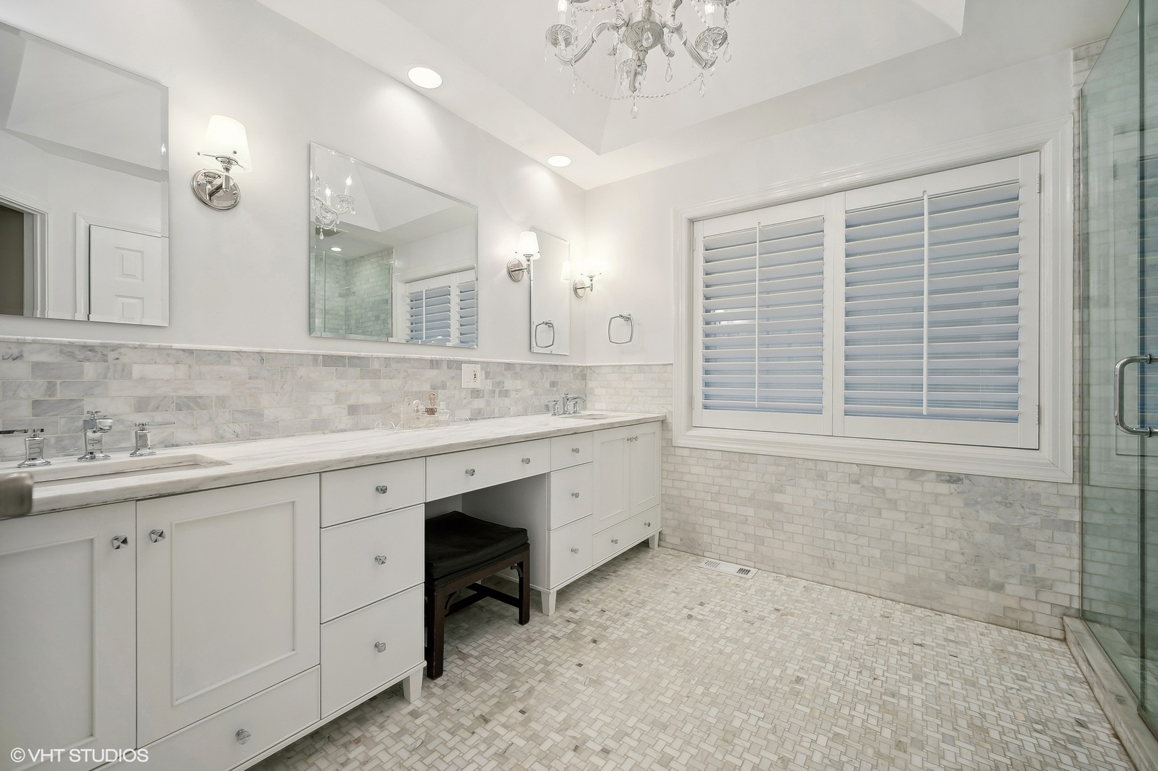 3 Landmark Street Northfield, IL 60093 - Photo 21 of 31 a bathroom with a sink double vanity and a shower