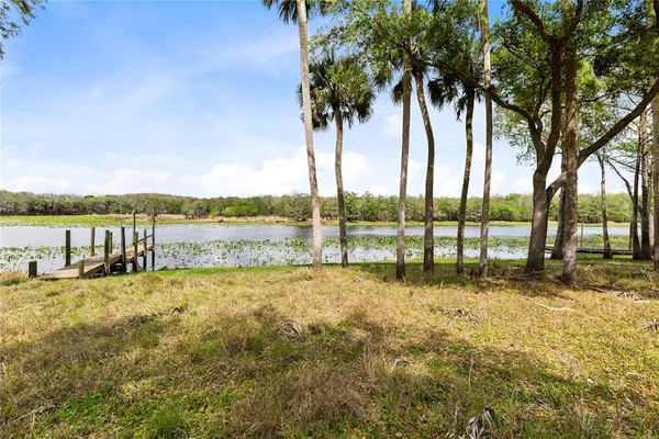 a view of swimming pool with a patio and lake view