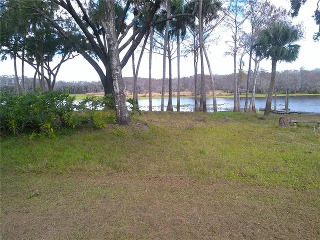 a view of yard with swimming pool and green space