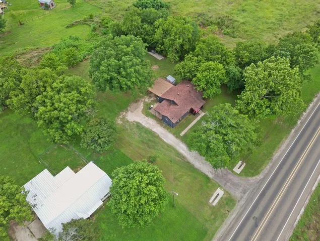an aerial view of a house