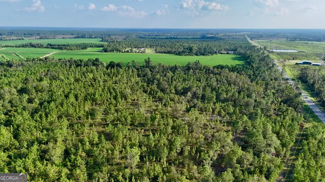 an aerial view of a houses with yard